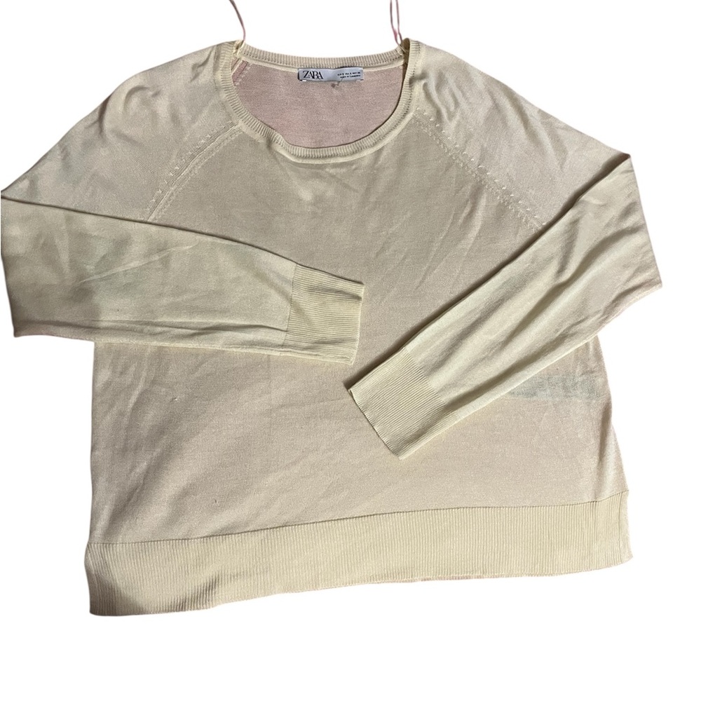Zara Cream Crew Neck Sweater